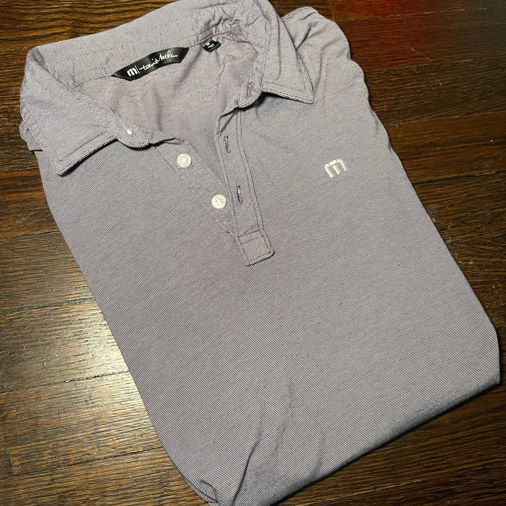 COPY - Travis Mathew light Grey/Purple Polo Shirt with Classic Collar